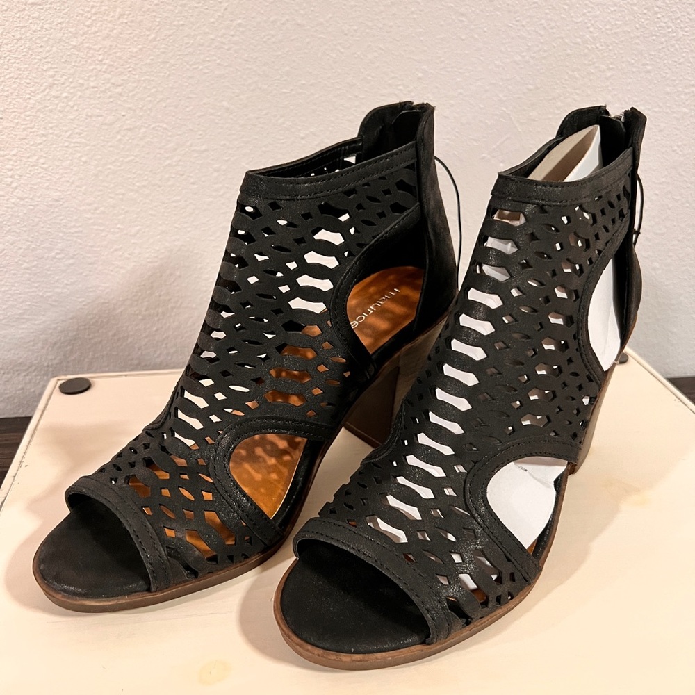 Maurices black high heel wedge size 9